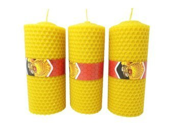 Zestaw trzech ekologicznych świec ręcznie zawijanych z wosku pszczelego