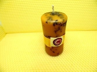 Ekologiczna świeca z wosku pszczelego z lawendą i rożą słupek 3 szt.