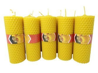 Zestaw dziesięciu ekologicznych świec ręcznie zawijanych z wosku pszczelego