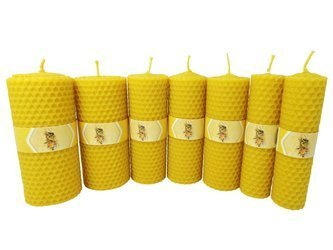 Zestaw siedmiu ekologicznych świec ręcznie zawijanych z wosku pszczelego