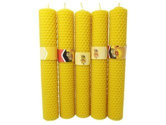Zestaw dziesięciu ekologicznych świec ręcznie zawijanych z wosku pszczelego