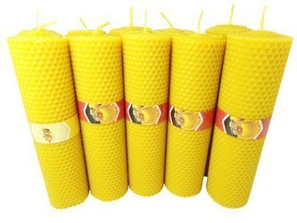 Zestaw dziesięciu ekologicznych świec ręcznie zawijanych z wosku pszczelego